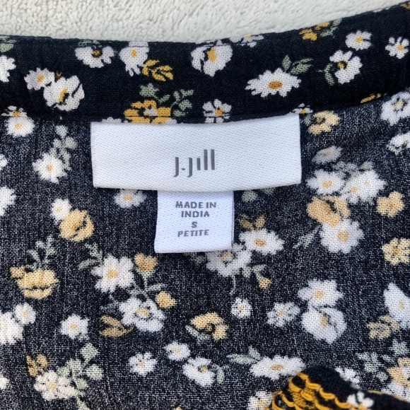 J. JILL Dress Embroidered BOHO Floral Womens Small Navy Blue Gold - Picture 10 of 12